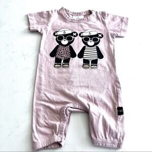 Huxbaby Hux girls pink bear twins summer romper size 3-6 months